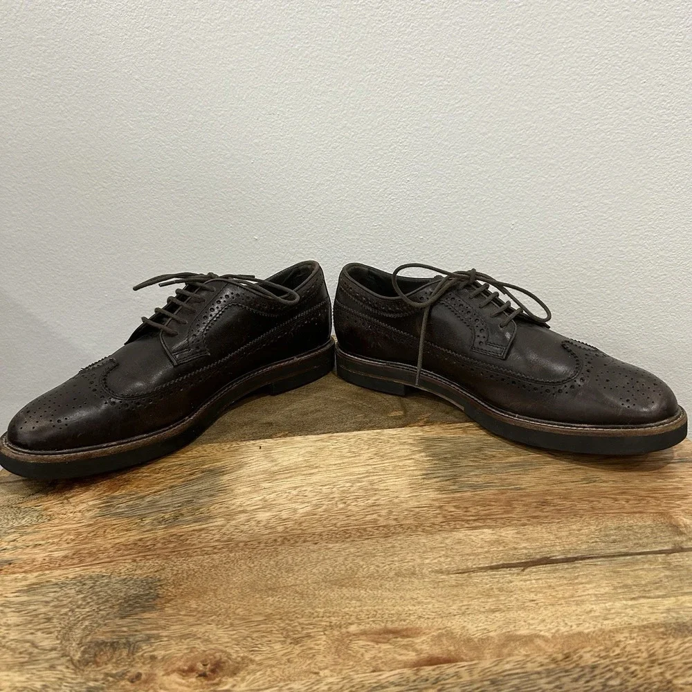 Tod's Men's Brown Leather Wingtip Brogue Lace-Up Oxford Dress Shoes US 7.5 A